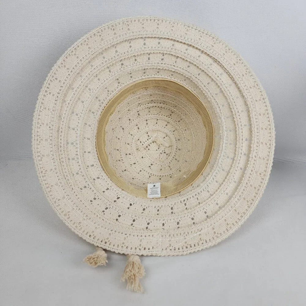 Cream Woven Rope Detail Sun Hat - Picture 6 of 7